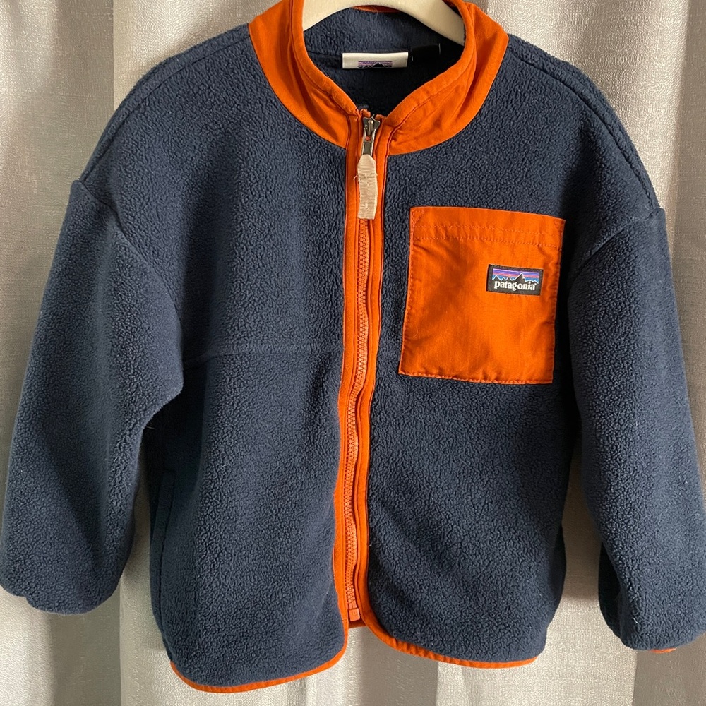 Patagonia Navy and Orange kids Fleece Jacket